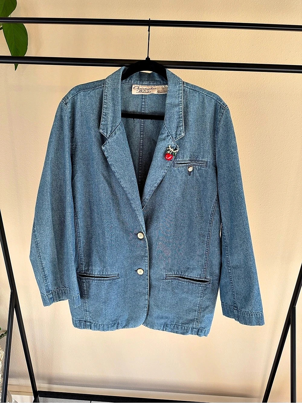 Christopher & Banks Women's Cotton Denim Blazer in Blue Like New